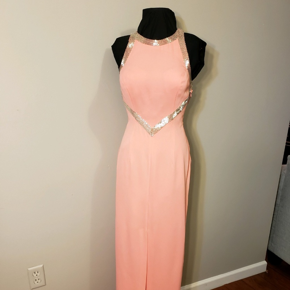 SALMON SEMI-STRAPPED BACK DRESS
